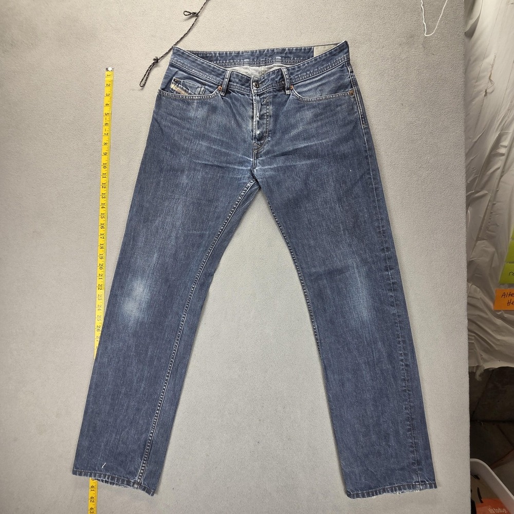 Diesel Jeans‎ Mens 33x34 Altered Hem Blue Waykee Straight Button Fly 0088Z